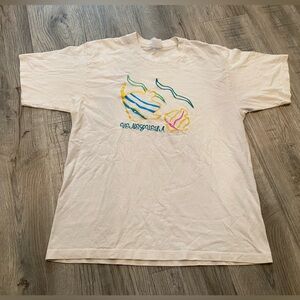 Vintage Venezuela Embroidered Colorful Fish T Shirt White